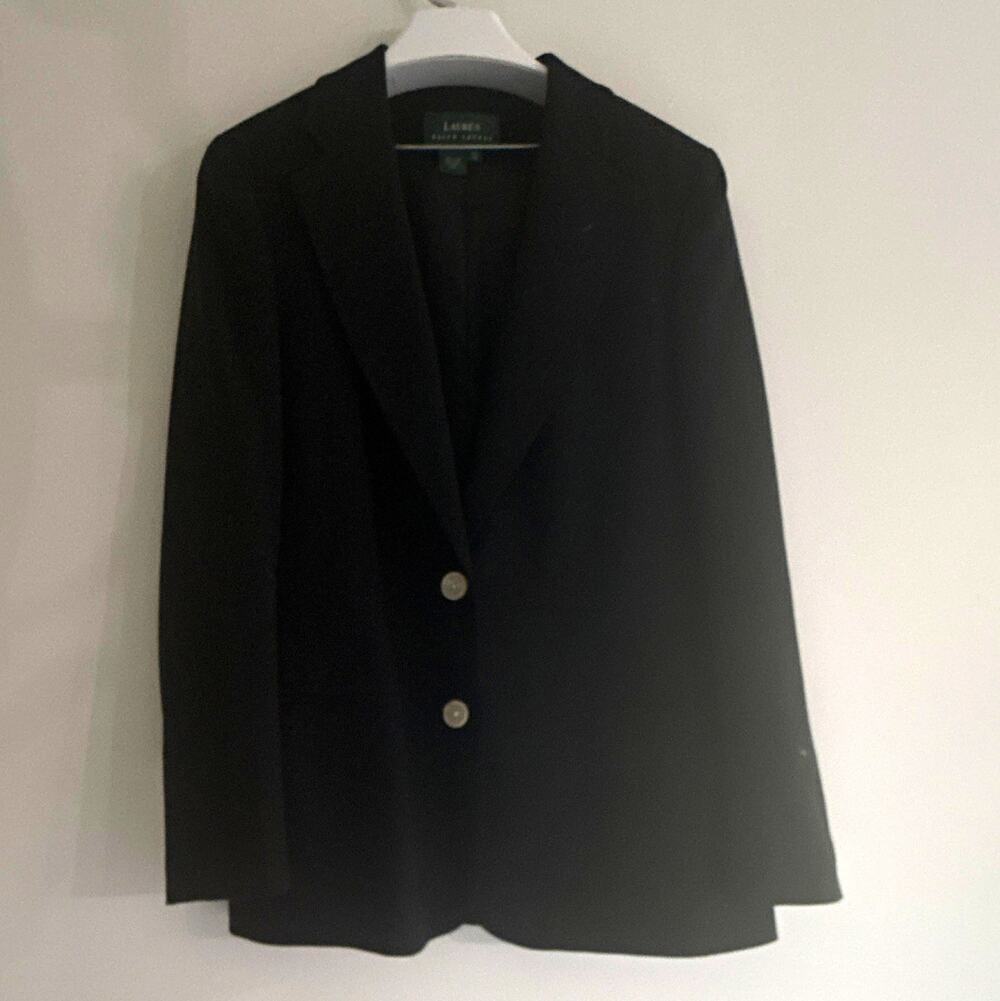 Lauren Ralph Lauren Women’s Black Wool Lined Button Blazer Jacket Size 12